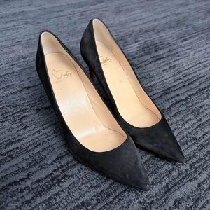 Christian Louboutin Black Suede Pointed-Toe Pumps